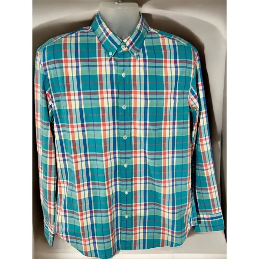 J.Crew Flex Washed Plaid Slim Untucked Shirt Button Down Long Sleeve NEW Large